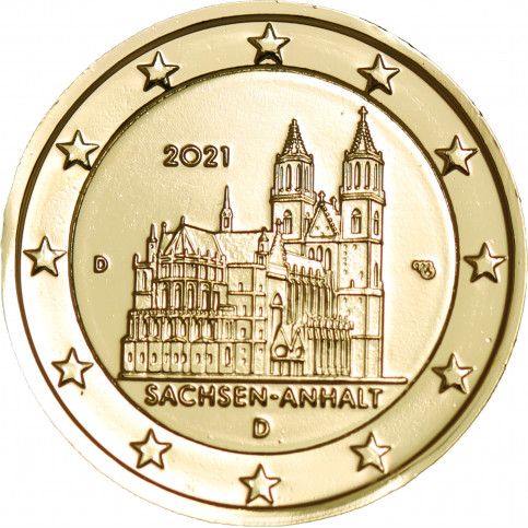 Allemagne 2021 Sachsen - 2 euro dorée à l'or fin 24 carats