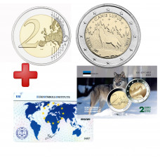 2 euros Estonie 2021 Loup + carte commémorative