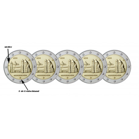 Allemagne 2014, les 5 ateliers Eglise Saint Michel - 2 euro commémoratives 