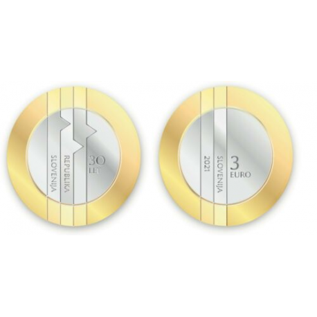 Slovénie 2021-  3 euros -‘‘30 ans de l'État Slovène’’