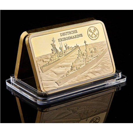 Cuirassés Allemand - Lingot doré or fin 24 carats