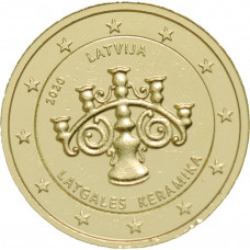 Lettonie 2020 Céramique - 2 euro dorée à l'or fin 24 carats