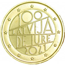 Lettonie 100 ans - 2 euro dorée à l'or fin 24 carats