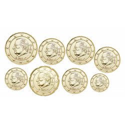 Série euros complète Belgique Albert - dorée OR