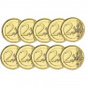 Lot de 10 pièces Belgique 2014 dorées à l'or fin 24 carats