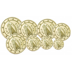 Série euros complète Irlande - dorée OR