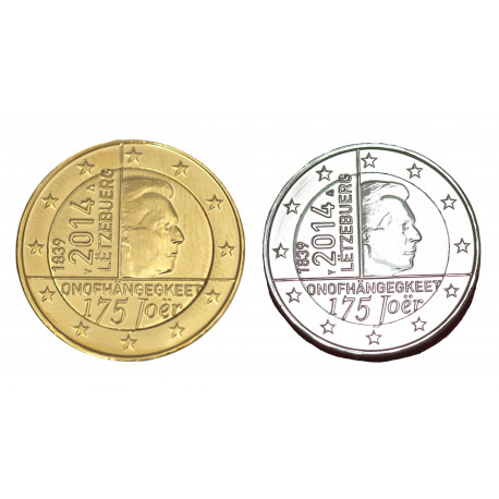 2 euros Luxembourg 2014 Indépendance dorée+argentée