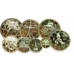 Série euros complète Italie - dorée OR