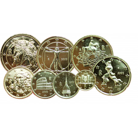 Série euros complète Italie - dorée OR