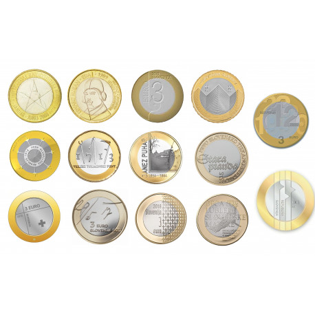 Slovénie série complète - 3 euros commémoratives