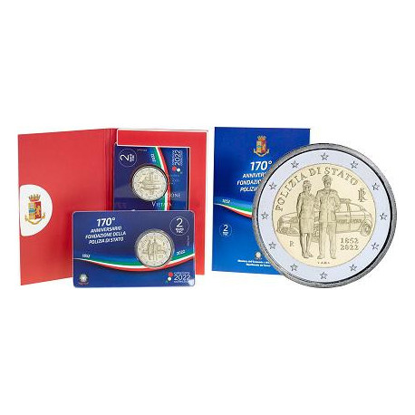 Italie 2022  –Coincard  2 euro commémorative - "Police" BU