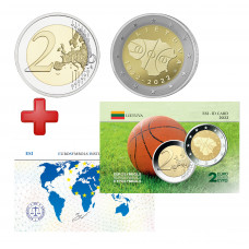 2 euros Lituanie 2022 Basket + Carte commémorative