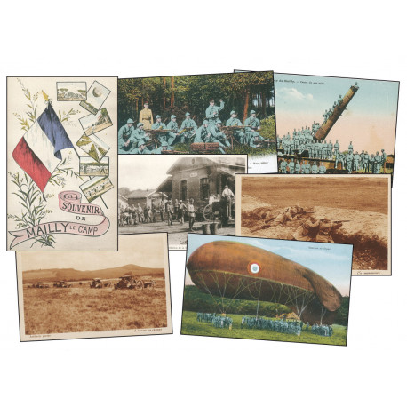 Lot de 10 cartes postales militaires 1914-1945
