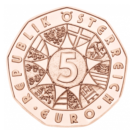 Autriche 2013 - 5 euros "Fête du ski avec cœur"