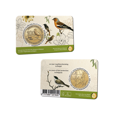Belgique 2022 Coincard - 2.50 euros 100 ans de protection des oiseaux en Belgique 