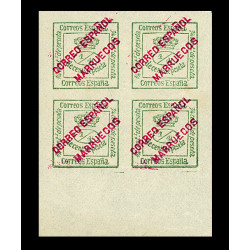 Bloc de 4 timbres - bureaux Espagnols au Maroc 1876