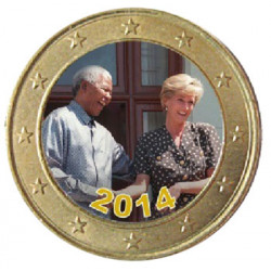 Nelson Mandela et Lady Diana - 1 euro domé couleur 2014