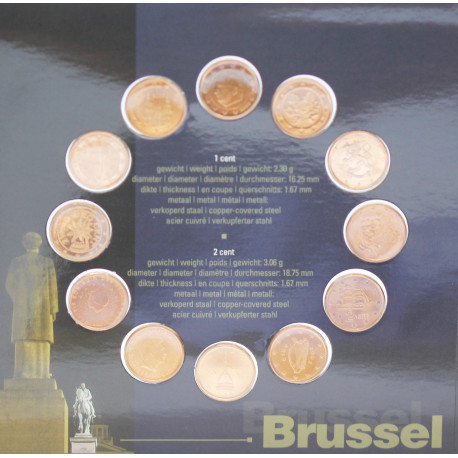 Belgique 2022 zone euro 1 et 2 cents - Coffrets euro BU