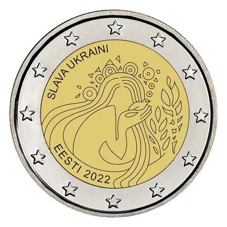 2 €   ESTONIE    1  X  PIECE COMMEMORATIVE  SAUVEZ  L'UKRAINE   2022    prévente 