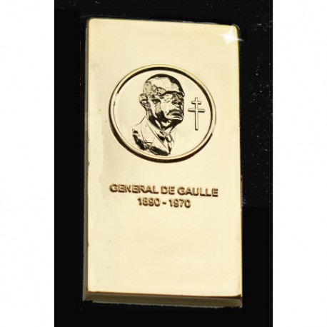 Général DeGaulle - Lingot doré or fin 24 carats