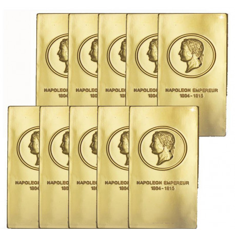 Lot x10 Lingots Napoléon Empereur - dorés or fin 24 carats