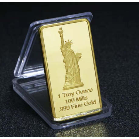 Statue de la liberté - Lingot doré or fin 24 carats