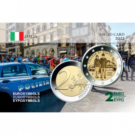 Italie 2022 – 2 euros + carte commémorative - "Police" UNC