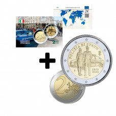 Italie 2022 – 2 euros + carte commémorative - "Police" UNC