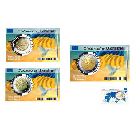 2022- 3 x COINCARDS UKRAINE -Collection complète - 2 euros commémorative