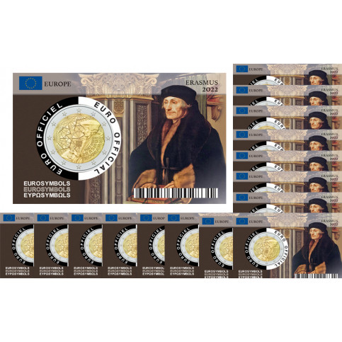 Série complète Coincard ERASMUS 2022 – 2 euro commémorative X 21 pièces– 35 ans du Programme ERASMUS
