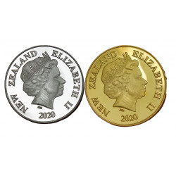 Reine Elisabeth II dorée+argentée - Nouvelle Zélande - Pluto