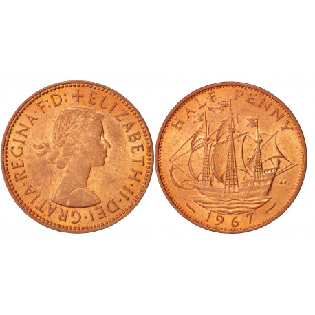 Royaume uni – Monnaie de 1/2 penny – Reine Élisabeth 