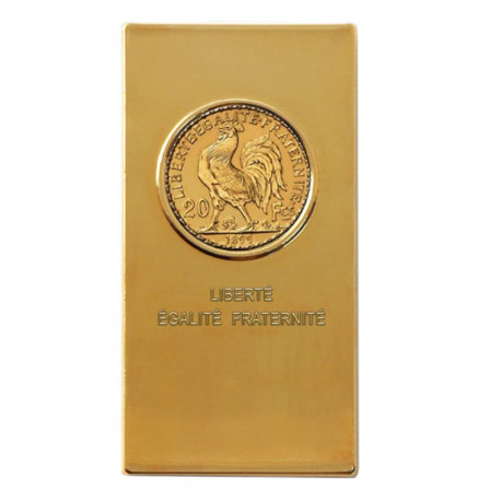 Coq - Lingot doré or fin 24 carats