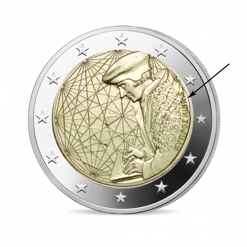 Piece 2€ Erasmus Programme Chypre 2022 UNC – 2 euro commémorative – 35 ans du Programme ERASMUS