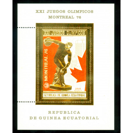 Jeux Olympiques 1976 - Timbre OR - Guinée Equatoriale