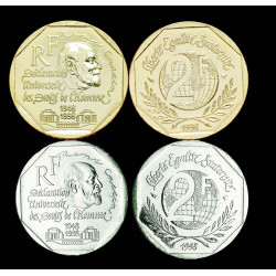 2 Francs Droits de L'Homme + dorée à l'or fin 24 carats