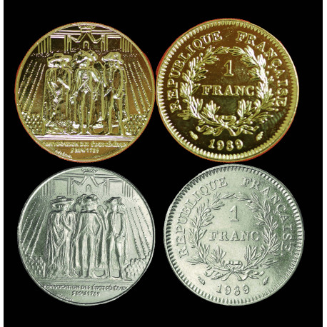 1 Franc Etats généraux + dorée à l'or fin 24 carats