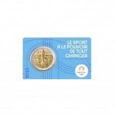 France 2023 - 2 euro commémorative Semeuse – Coincard PARIS 2024 BU  "Bleue" 1/5