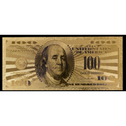 Reproduction billet 100 Dollars US - Doré or fin 24 carats ( usa371 )