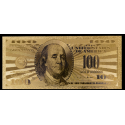 Reproduction billet 100 Dollars US - Doré or fin 24 carats ( usa371 )