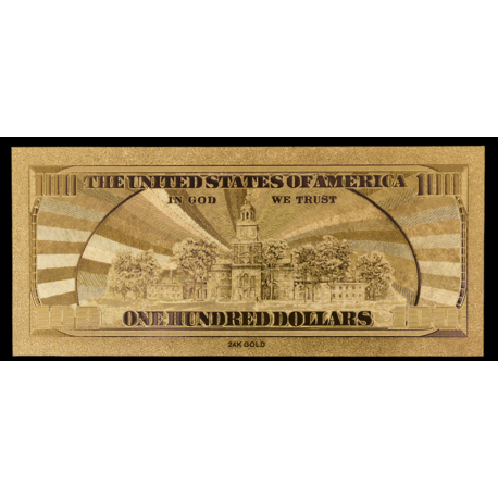 Reproduction billet 100 Dollars US - Doré or fin 24 carats ( usa371 )