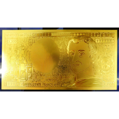 Reproduction billet 200 Francs Montesquieu - Doré or fin 24 carats