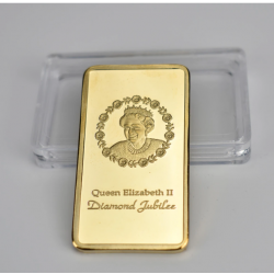 Reine Elisabeth II - Lingot doré or 24 carats