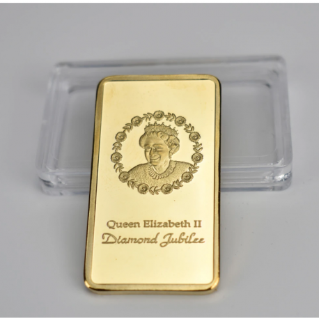 Reine Elisabeth II - Lingot doré or 24 carats