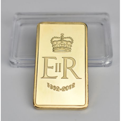 Reine Elisabeth II - Lingot doré or 24 carats