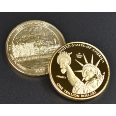 Médaille statue de la liberté - dorée OR 24 carats