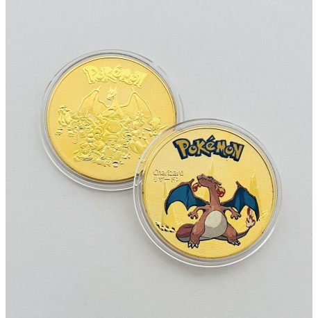Pokémon – Pièce commémorative Dracaufeu - plaquée OR 24 carats