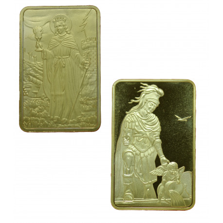Saint Florian et Sainte Barbe - Lingot doré or 24 carats