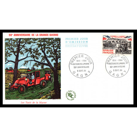 Enveloppe 1er jour - 50 ans Taxis de la Marne 1914/1964