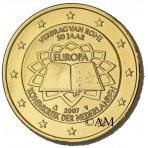 Pays-Bas Traité de Rome - 2 euros commémorative dorée à l'or fin 24 carats